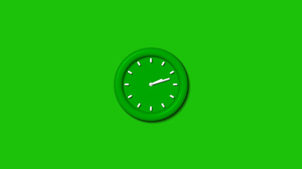 Amazing green color 3d wall clock isolated on green background,3d wall clock