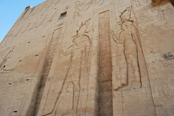 Ancient hieroglyph at the temple of Edfu. Egypt