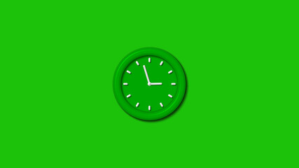 New green color 3d wall clock isolated on green background,3d wall clock,clock isolated