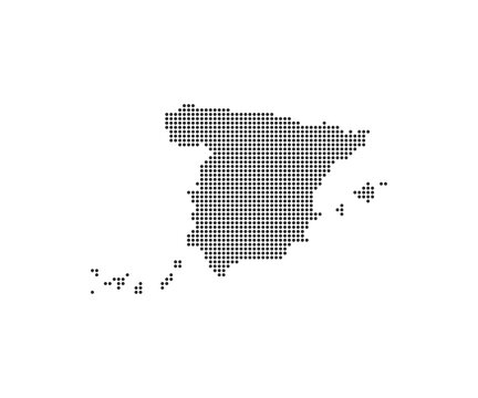 Spain, country, dotted map on white background. Vector illustration.