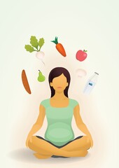 Pregnant woman with nutritional food design