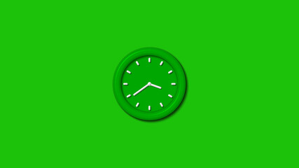 New green color 3d wall clock isolated on green background,3d wall clock,clock isolated