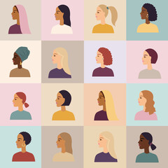 Women Of Different Nationalities Poster, Vector Illustration