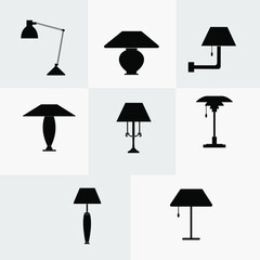 Set Of Lamps. for interior design. table lamps. black and white design