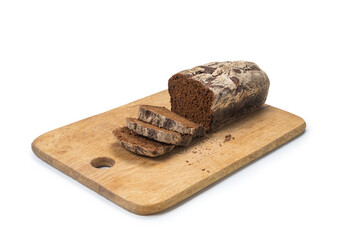 Brown bread isolated on white background.