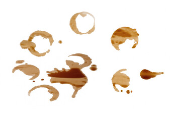 Coffee stains isolated on white background.