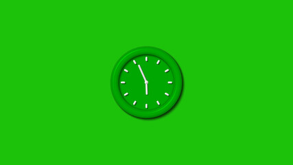 New green color 3d wall clock isolated on green background,3d wall clock,clock isolated