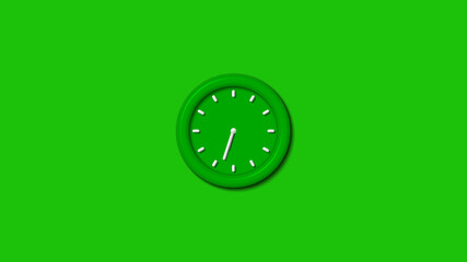 Amazing green color 3d wall clock isolated on green background,wall clock,3d clock