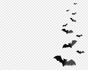 Black Bats Isolated transparent Background With Gradient Mesh, Vector Illustration