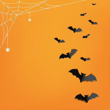 Happy Halloween Card With Orange Background With Gradient Mesh, Vector Illustration