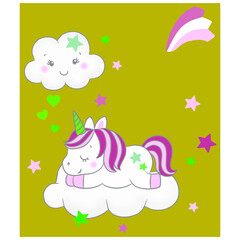 vector illustration of unicorn cartoon
