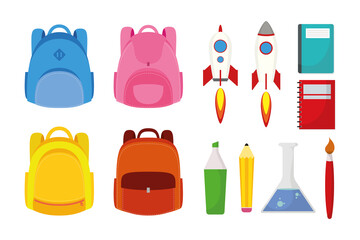 back to school season poster with set supplies