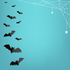 Fototapeta premium Happy Halloween Text With Mint Background With Gradient Mesh, Vector Illustration