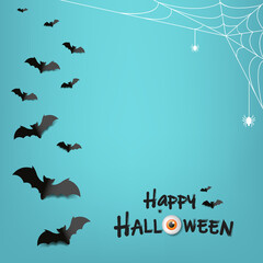 Happy Halloween Text With Mint Background With Gradient Mesh, Vector Illustration