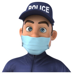 Fun 3D illustration of a cartoon Police Officer