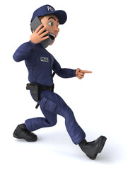 Fun 3D illustration of a cartoon Police Officer