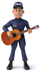 Fun 3D illustration of a cartoon Police Officer