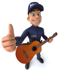 Fun 3D illustration of a cartoon Police Officer