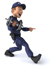 Fun 3D illustration of a cartoon Police Officer