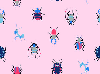 vector illustration of insects seamless pattern 