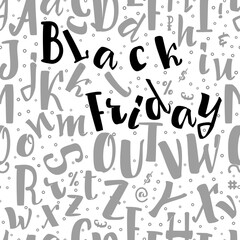 Black Friday, seamless monochrome pattern. Wrapping paper background for sale promotion