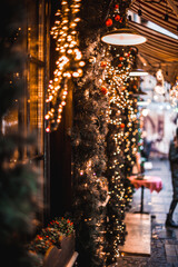 Christmas trees with garlands New Year's holiday mood