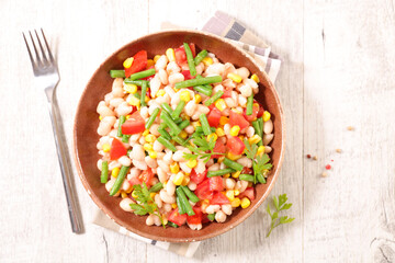 vegetable salad with bean,tomato and corn