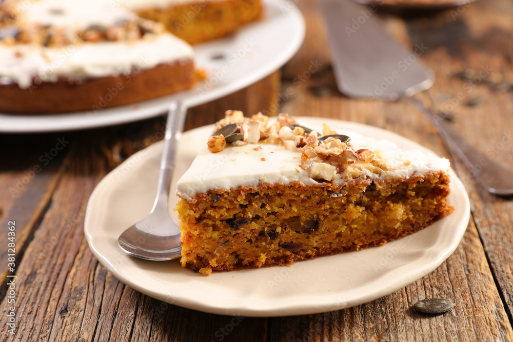 Wall mural carrot cake slice with nuts