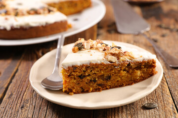 carrot cake slice with nuts