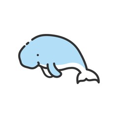 Dugong on a white background
