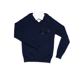 Stylish school uniform on white background