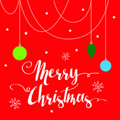 christmas word with ornament and red background