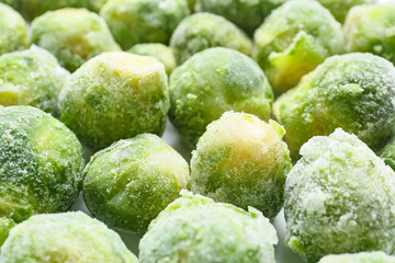 Frozen Brussels sprouts as background