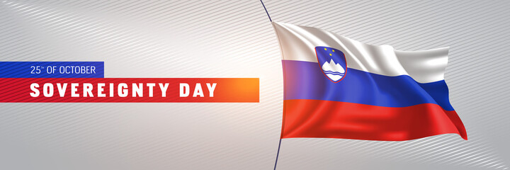Slovenia happy sovereignty day greeting card, banner vector illustration