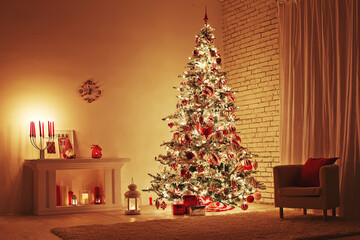 Christmas decor in the house. High quality photo.