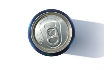 beer can on white background, view from the top