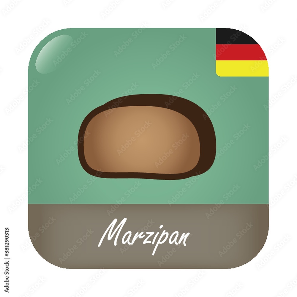 Sticker marzipan with german flag badge icon.