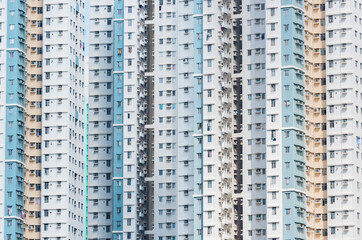 Exterior of high rise residential building in Hong Kong city