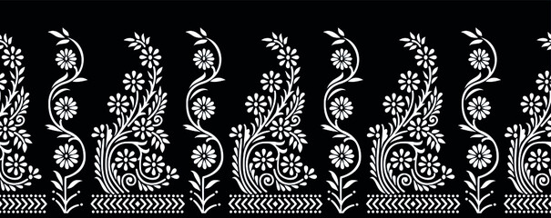 Seamless black and white floral border © malkani