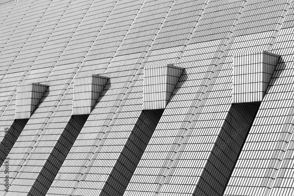 Aufkleber Exterior of modern architecture. Building abstract background pattern