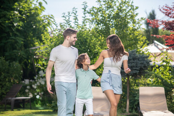Young family spending time together in nature