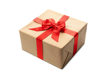 Beautiful Christmas box with bow isolated on white background