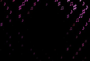 Dark Pink vector texture with musical notes.