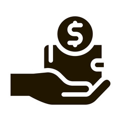 Hand Holds Wallet With Money glyph icon vector. Hand Holds Wallet With Money Sign. isolated symbol illustration