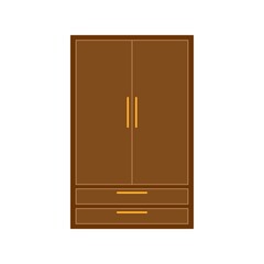 Brown Cupboard, wardrobe, furniture flat design icon.