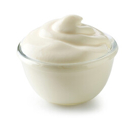 glass bowl of whipped sour cream yogurt