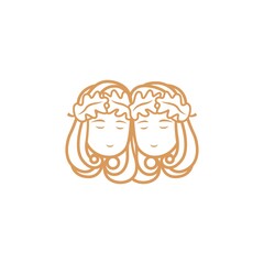 girl oak logo. flat vector logo. 