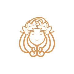 girl oak logo. flat vector logo. 