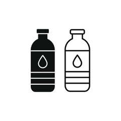 Water bottle glyph and line icon isolated on white background. Vector illustration