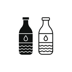 Water bottle glyph and line icon isolated on white background. Vector illustration